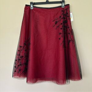 NWT Whimsigoth Skirt Y2K Women 10 Beaded Red Black Tulle Aline Dark Fairy Silk